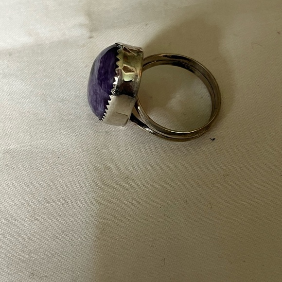 Navajo Charoite and Sterling Artist Marked  PP Ring Sz 5.5 EUC - Picture 8 of 11
